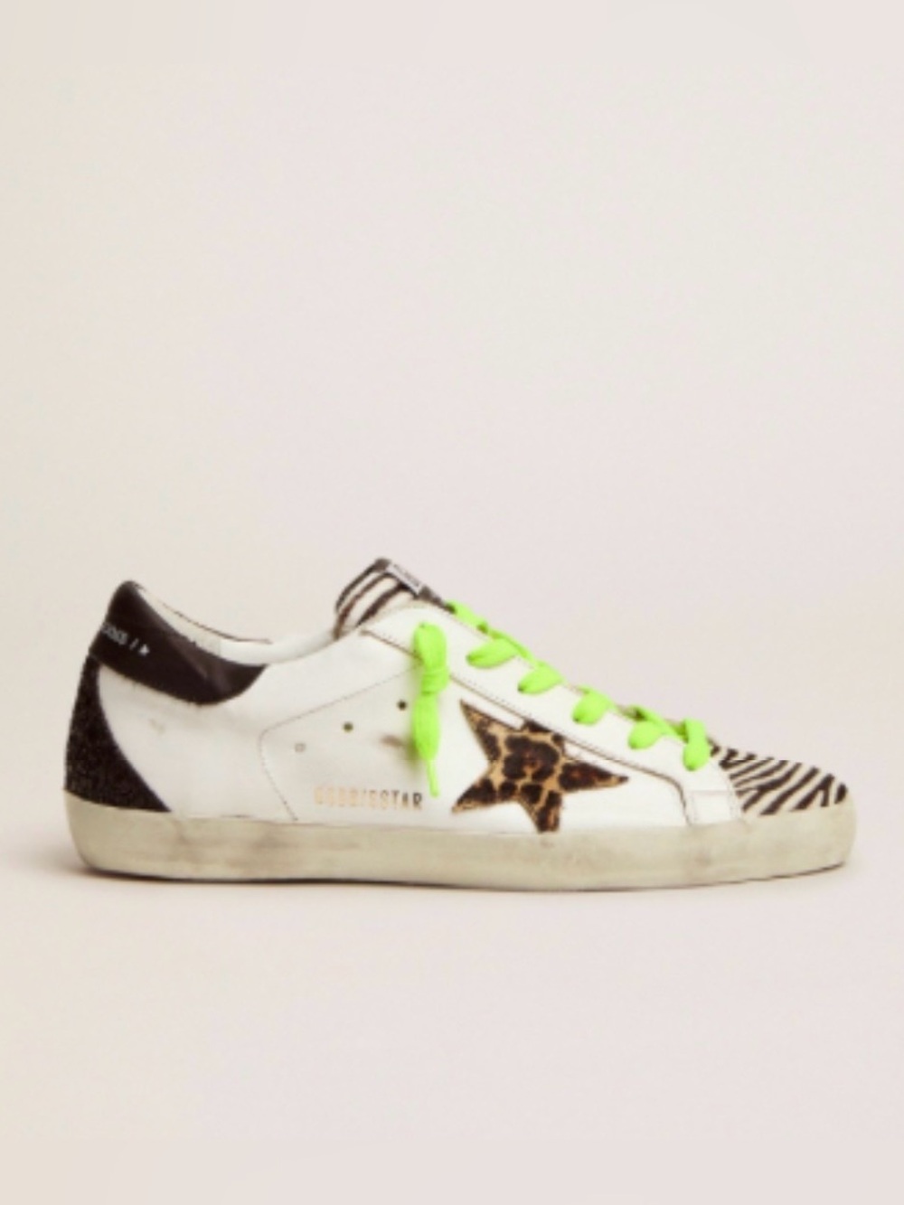 Golden Goose Limited Edition Super Star-Zebra Toe, Leopard Star pony skin Women’